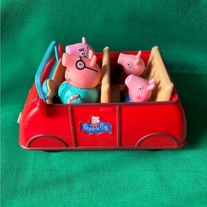 PEPPA PIG  red CAR  with SOUND MUMMY MOM & Dad George PEPPA FIGURES LOT